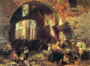 Albert Bierstadt Roman Fish Market, Arch of Octavius Spain oil painting artist